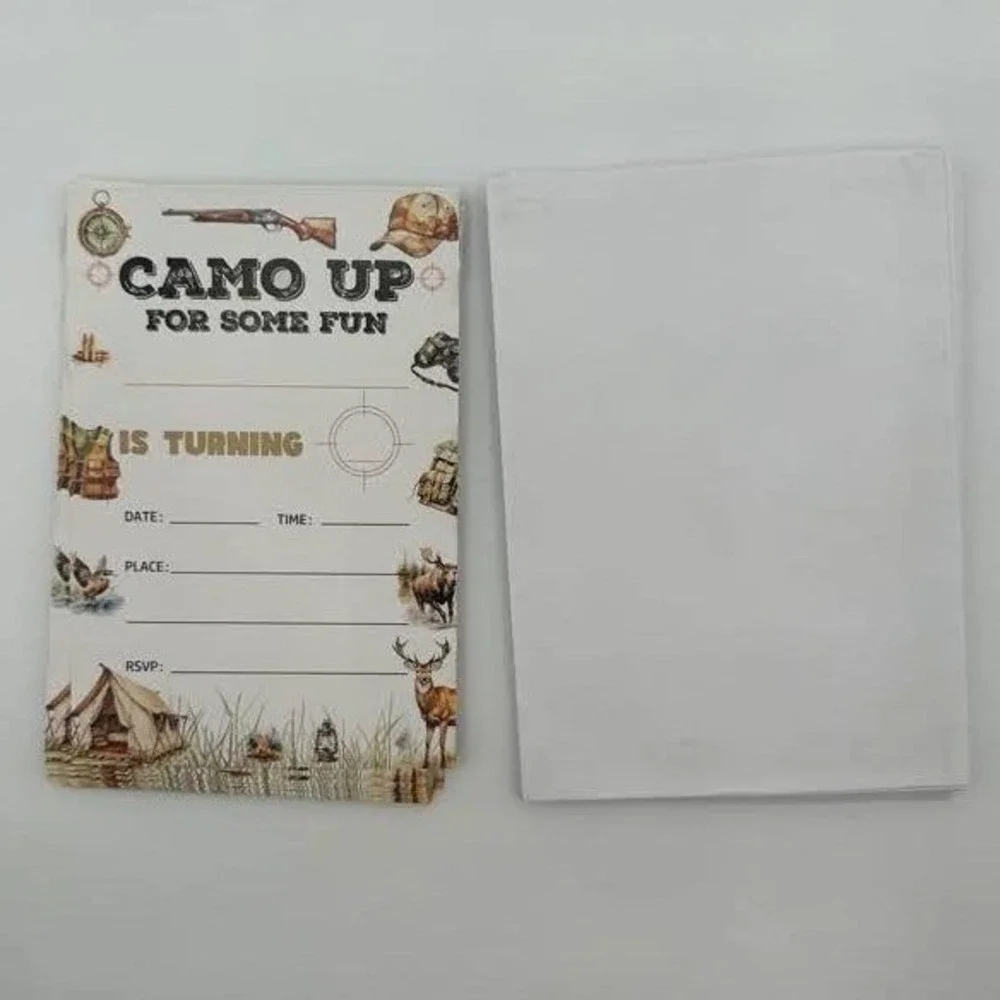Youre Invited Hunting Theme Birthday Party Invitations with Envelopes Set